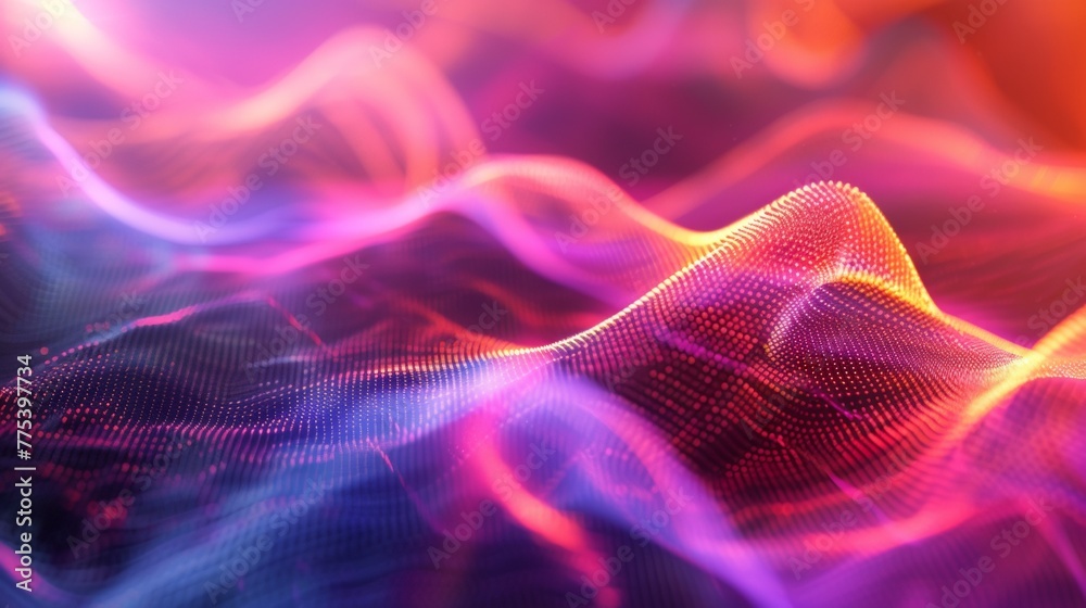 A close up of a colorful abstract image with waves, AI