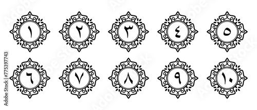 Arabic numerals with ornaments for book pages of your choice of elegant design. Vector file isolated on a transparent background
