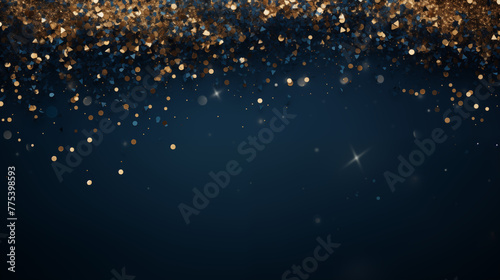 Glowing Golden Particle Explosion on Dark Blue Background