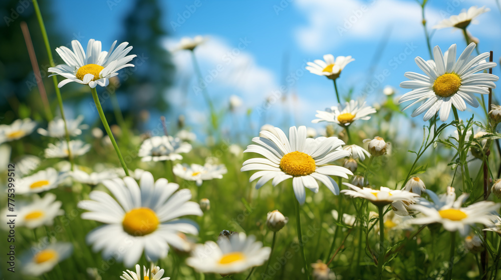 Vivid Field of Daisy Flowers on a Sunny Day