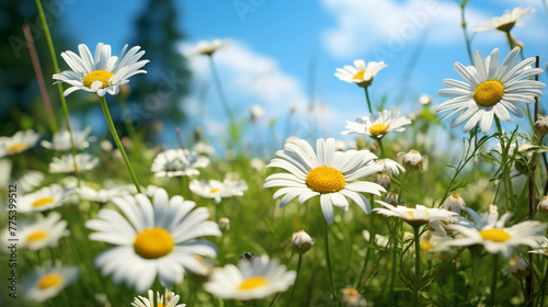 Vivid Field of Daisy Flowers on a Sunny Day © heroimage.io