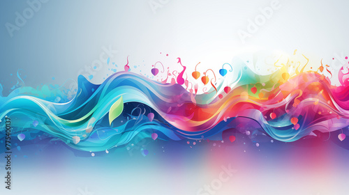 Elegant Waves and Leaves Abstract Digital Art Background