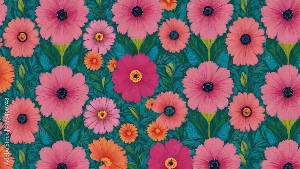 Blossoming Threads: A Tapestry of Colorful Florals