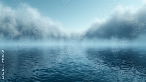  A shot of water with many clouds above and some in the front