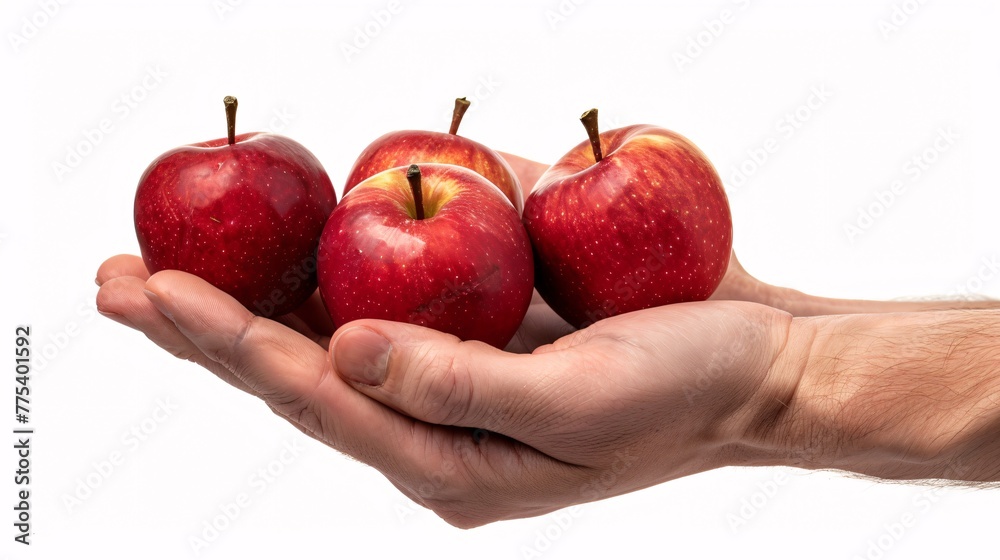 Red Apples in hand path isolated on white Red Apples in hand path isolated on white