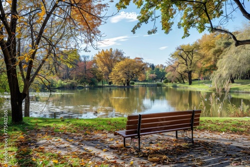 a bench by a lake
