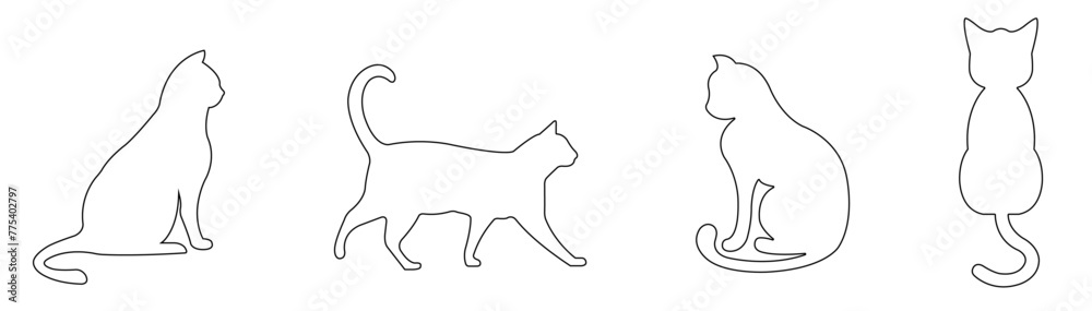 Cat collection vector silhouette Cat shape icon