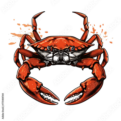 Crab vector illustration. Hand drawn sea animal. Seafood sketch.
