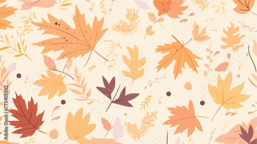 Autumnal leaves pattern 2d flat cartoon vactor illu