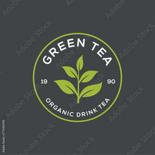Tea leaf logo design template. Tea shop icon, tea store, packaging product.