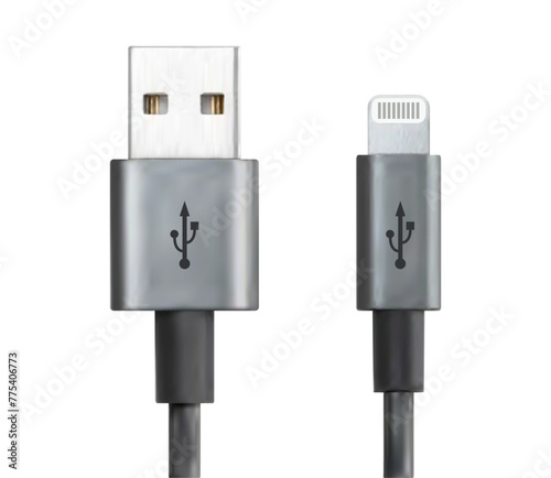 Realistic usb hdmi black cables wires
