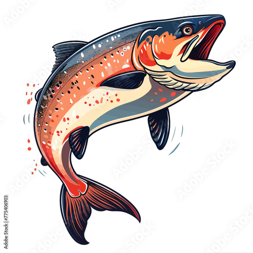 Illustration of a salmon on a white background. Vector illustration.