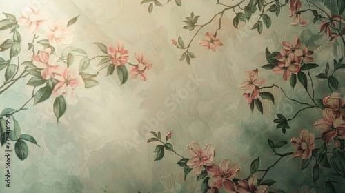 Blossoming flowers  Vintage Floral Watercolor Illustration wallpaper