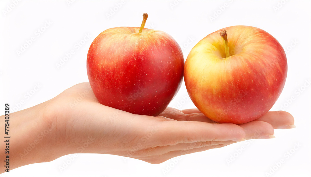 Red Apples in hand path isolated on white Red Apples in hand path isolated on white