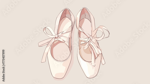 Ballet shoes line icon 2d flat cartoon vactor illus