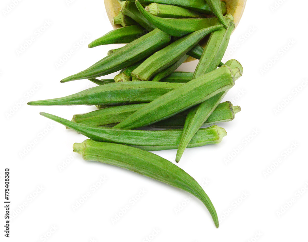 Fresh okra isolated on a white background Fresh okra isolated on a white background