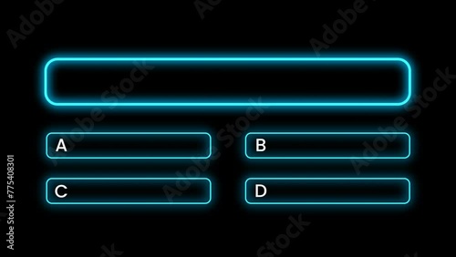 Neon Line Animation on empty background for quiz and competition