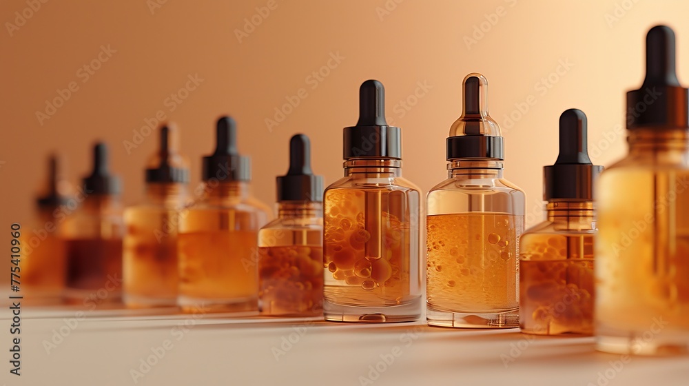 Development of personalized bioengineered anti-aging serums based on the user's own skin cells in an advanced biotechnology laboratory, no text, no names, beige background ::3 --ar 16:9 --quality 0.5