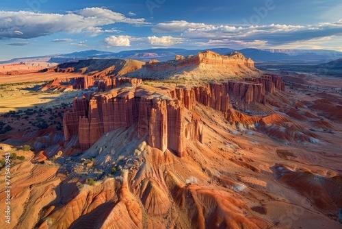 a large red canyon with tall cliffs