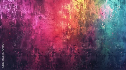 Abstract Colorful Noisy Grungy Background with Spray Texture and Neon Glow Effect © Bijac