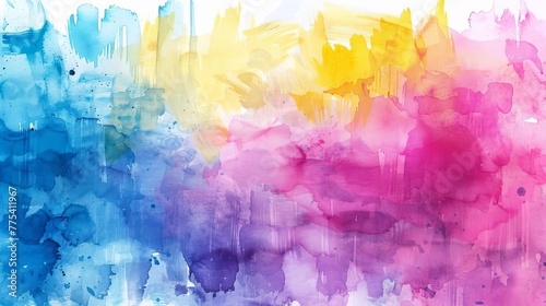 Abstract colorful watercolor texture, hand-drawn paint strokes background