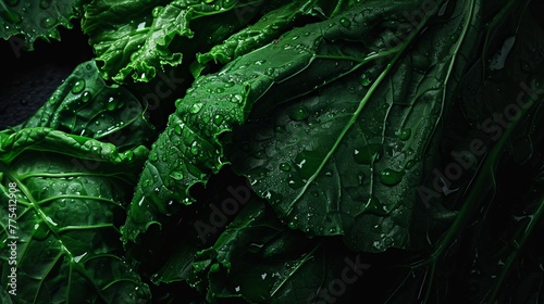 Clean Green leafy vegetables with water drops on black background, no text, no titles --ar 16:9 --quality 0.5 --stylize 0 Job ID: 75fb045e-f7d0-4cb9-baec-6780138d81fa photo