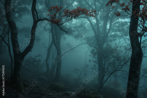 a beautiful green pine forest for a computer wallpaper, or for the texture of the view outside the window in a visualization