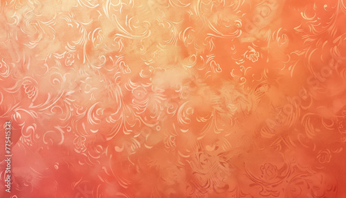 abstract orange and pink swirl pattern on frosted glass texture photo