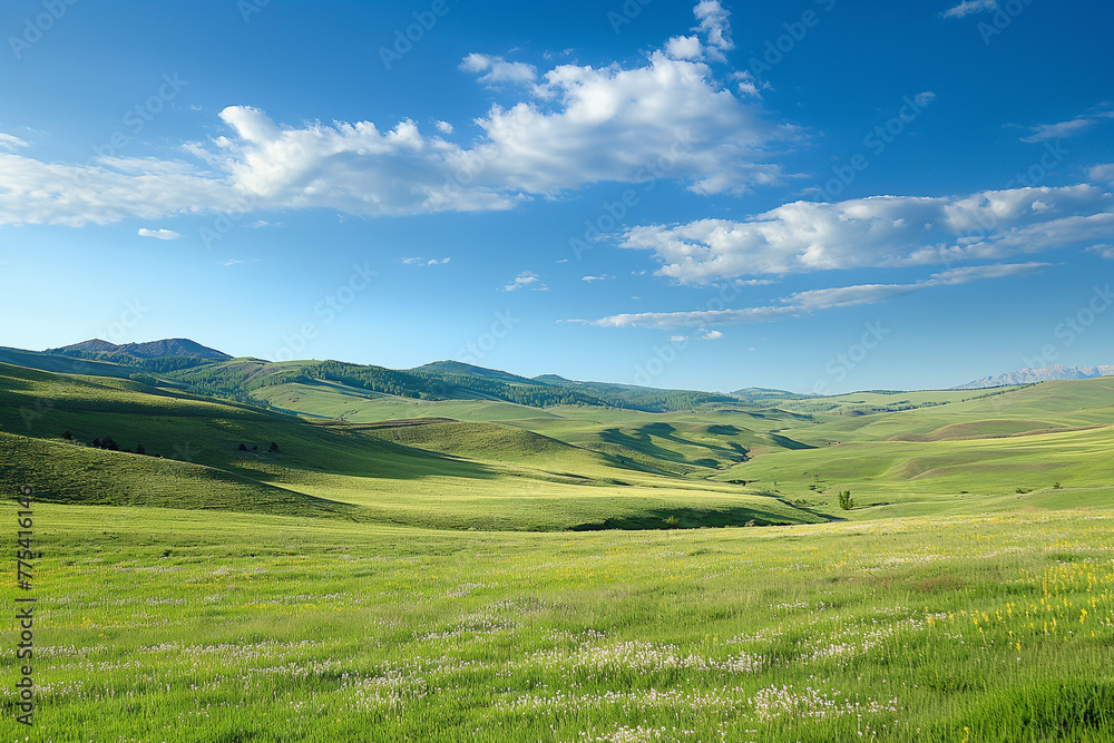 the landscape of a vast meadow for computer wallpaper, or the texture of the view outside the window for visualization, generative AI