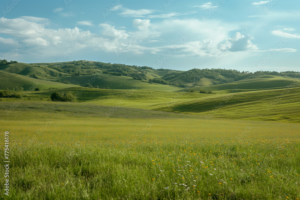 the landscape of a vast meadow for computer wallpaper, or the texture of the view outside the window for visualization, generative AI