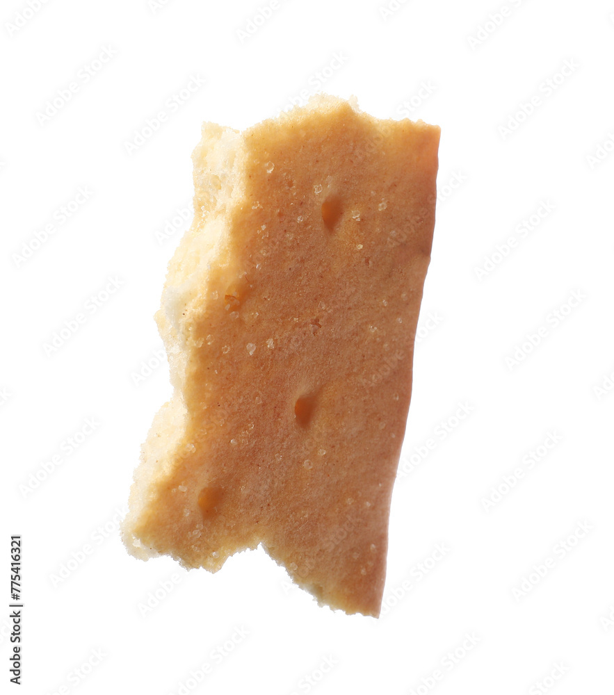 Piece of tasty cracker isolated on white Piece of tasty cracker isolated on white