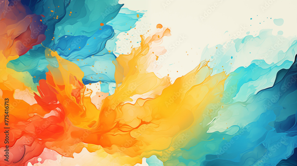 Obraz premium Abstract Colorful Splash Artwork with Vivid Hues and Fluid Dynamics