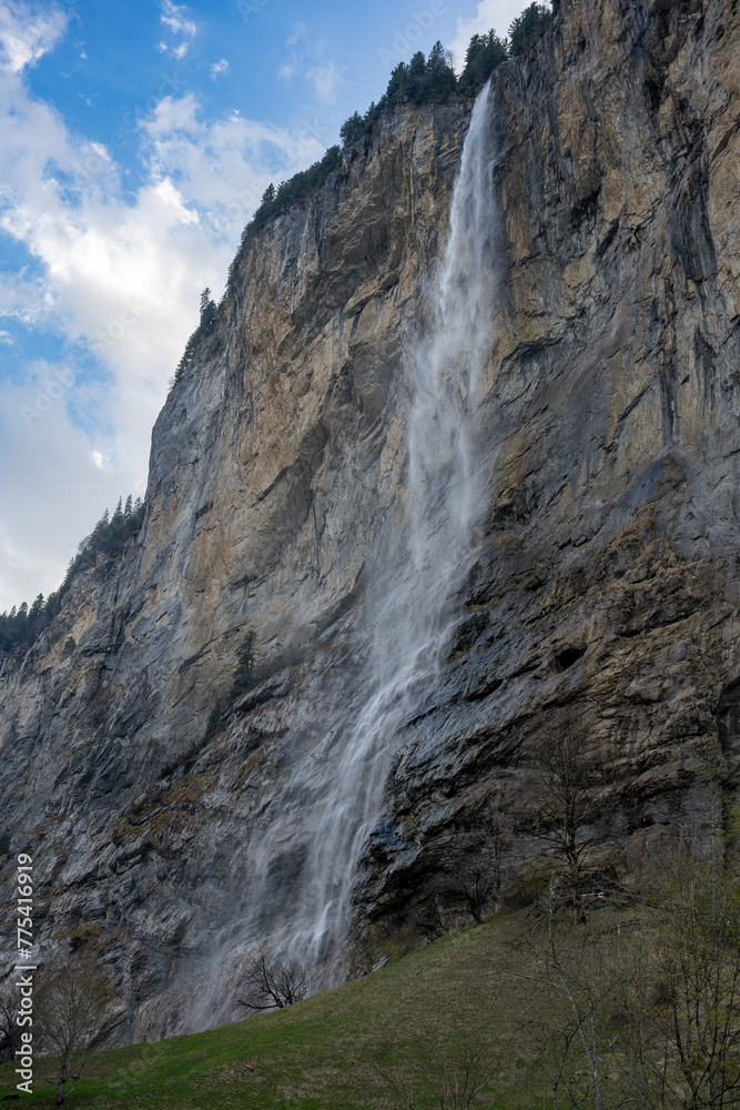 View of Lauterbrunnen valley and Staubbach Fall View of Lauterbrunnen valley and Staubbach Fall