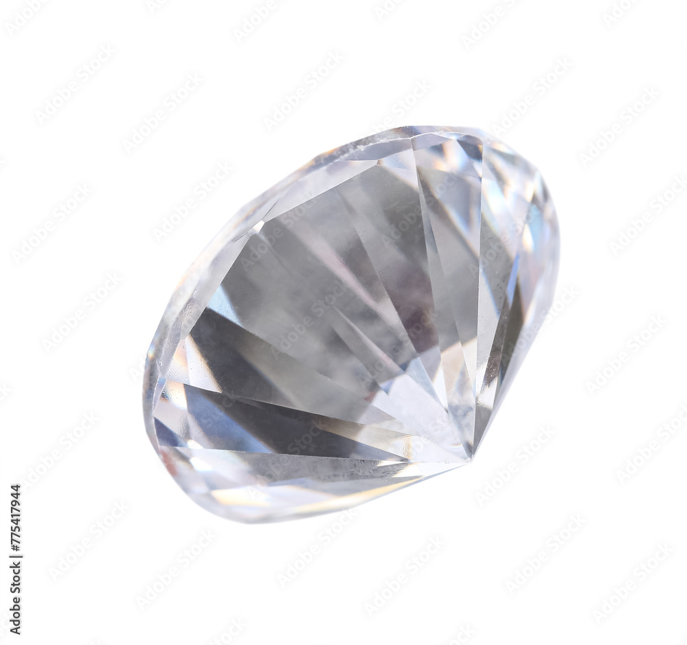 One beautiful shiny diamond isolated on white One beautiful shiny diamond isolated on white