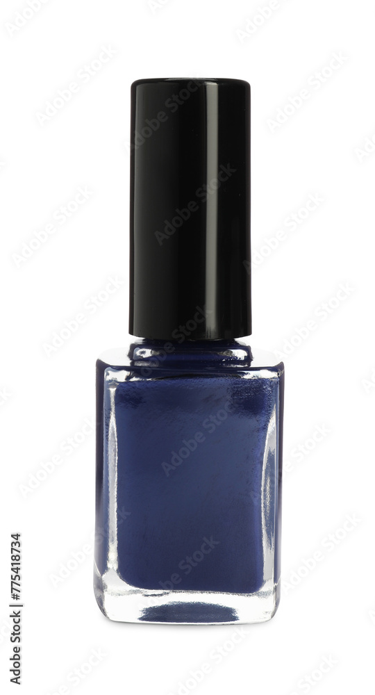 Blue nail polish in bottle isolated on white Blue nail polish in bottle isolated on white