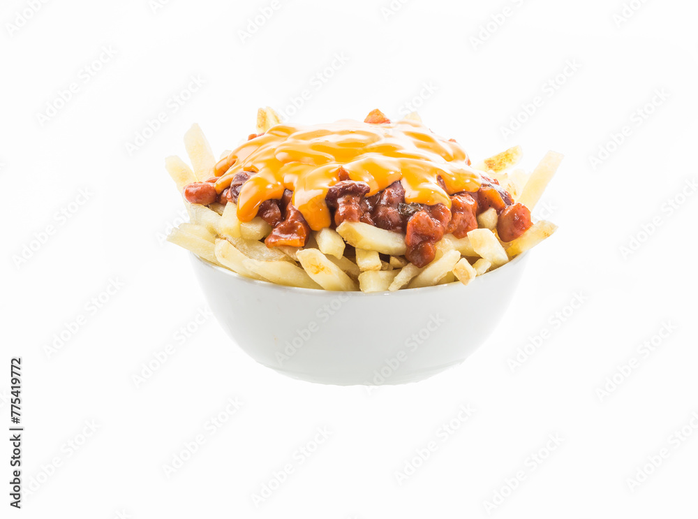 Batata frita com chilli e cheddar Batata frita com chilli e cheddar