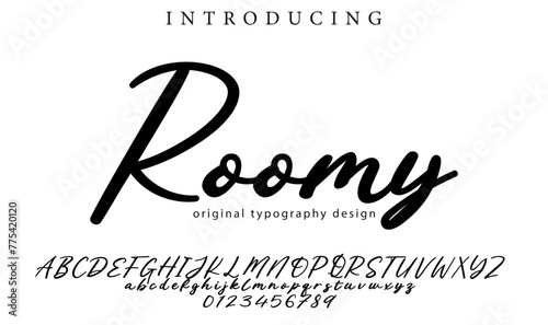 Roomy Font Stylish brush painted an uppercase vector letters, alphabet, typeface