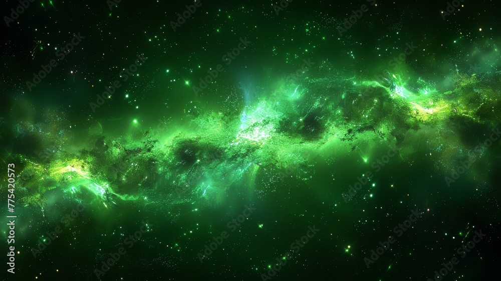 Obraz premium A green and black space filled with stars on a green and black background with stars in a green and black space