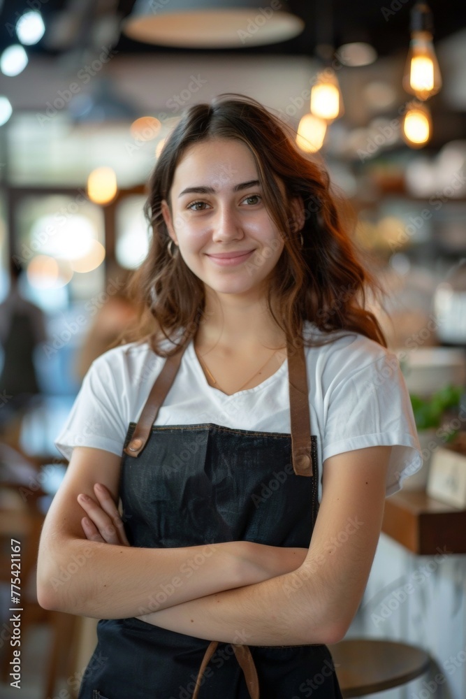 woman waiter portrait Generative AI