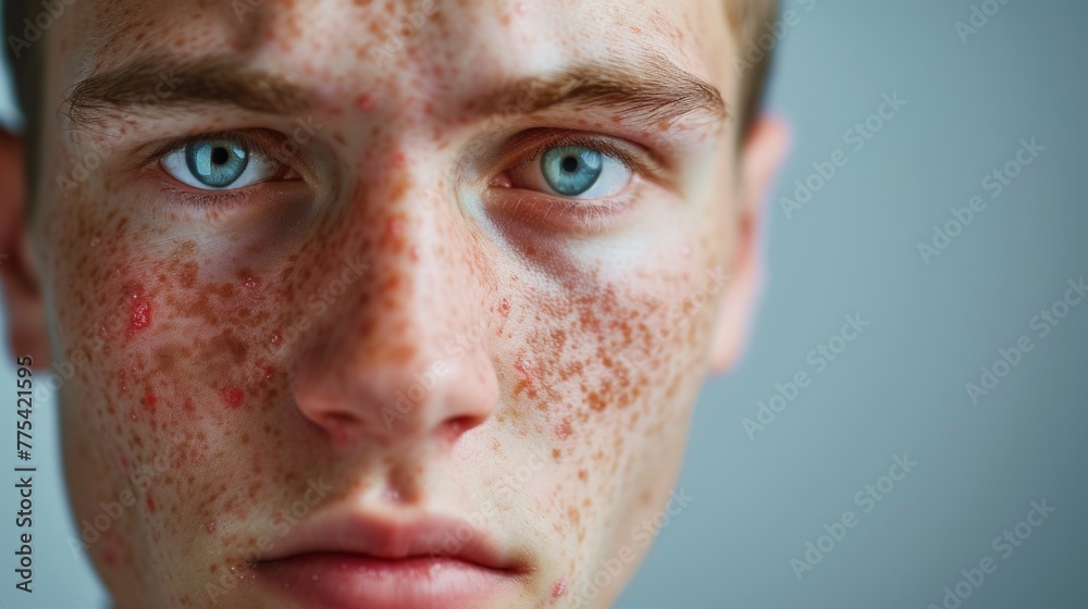 Red itching skin rash acene dot due to allergy Red itching skin rash acene dot due to allergy