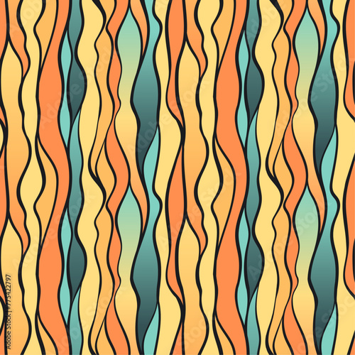 Abstract Gradient Squiggles Bold colors Vector Seamless Pattern