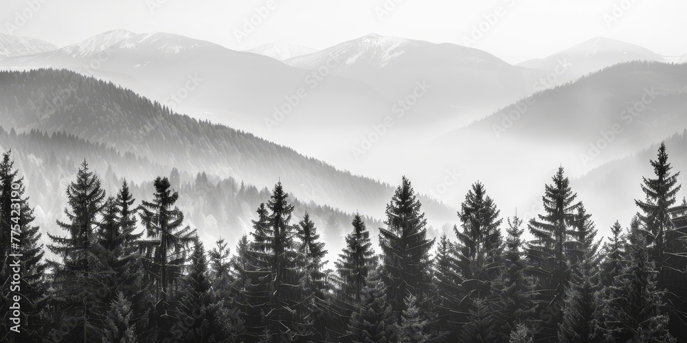 Forest misty landscape Generative AI