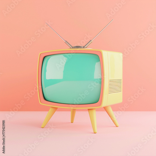 retro TV on pastel background 