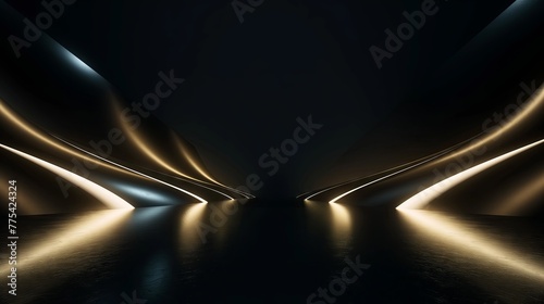 Stylish futuristic light and reflection with grid line background. 3D rendering