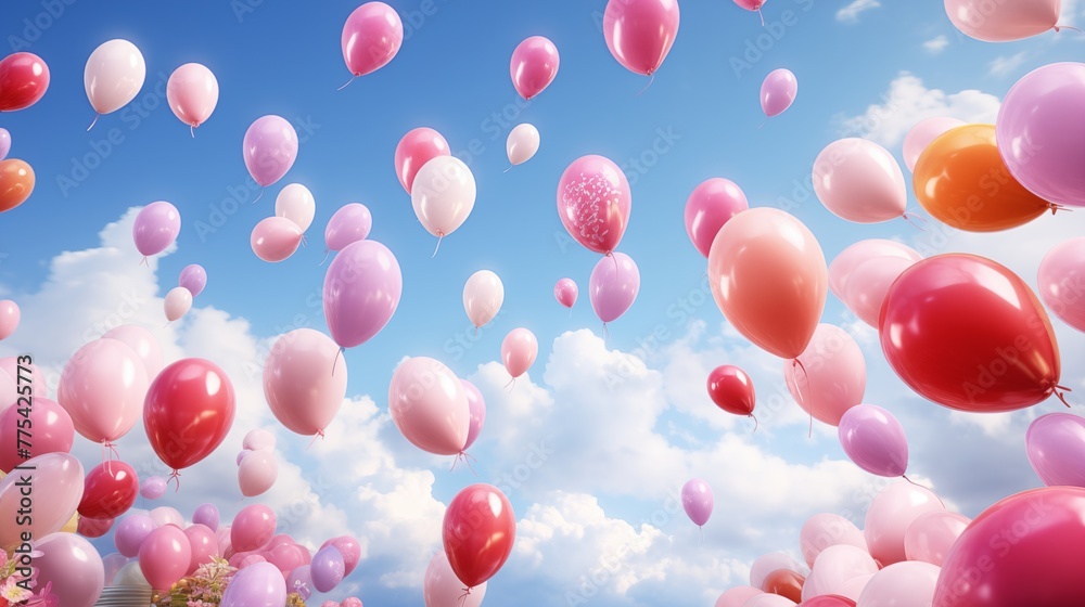 Easter egg-shaped balloons floating in the air