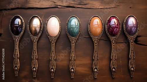 Easter egg-shaped hand mirrors photo