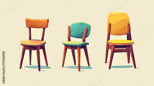 Chair line icon 2d flat cartoon vactor illustration