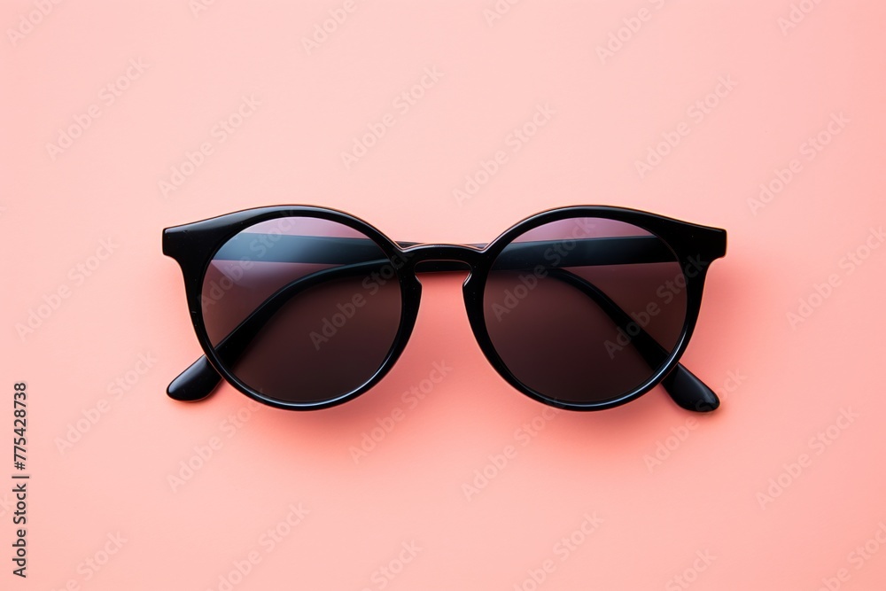 Black Retro Round Sunglasses Isolated on Pink Background. Stylish Unisex Accessory for Summer. UV Protection. Hipster Fashion. 3D Rendering Illustration for Trendy Eyewear Lovers Black Retro Round Sunglasses Isolated on Pink Background. Stylish Unisex Accessory for Summer. UV Protection. Hipster Fashion. 3D Rendering Illustration for Trendy Eyewear Lovers