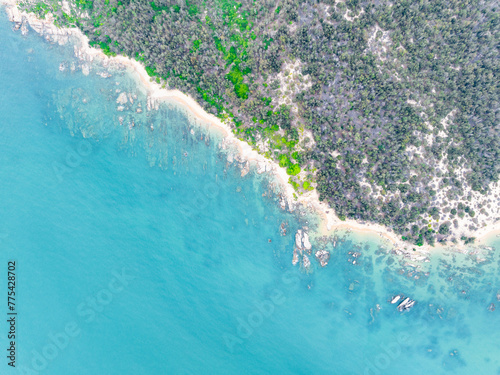 Aerial photography of coastal scenery in Qizi Bay, Changjiang, Hainan, China in summer photo