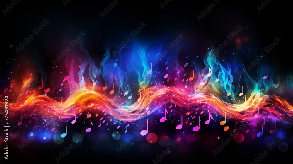 Fototapeta premium Colorful Abstract Musical Notes Background Illustration